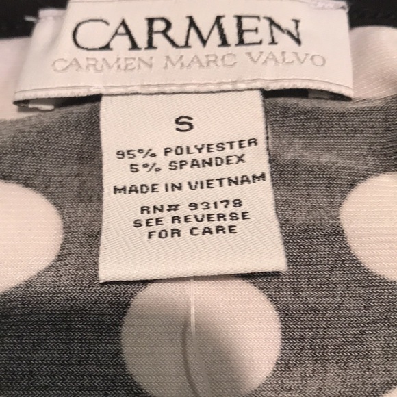 Carmen Marc Valvo Black White Polka Dot Long Sleeve Blouse S. NWT - Picture 5 of 7